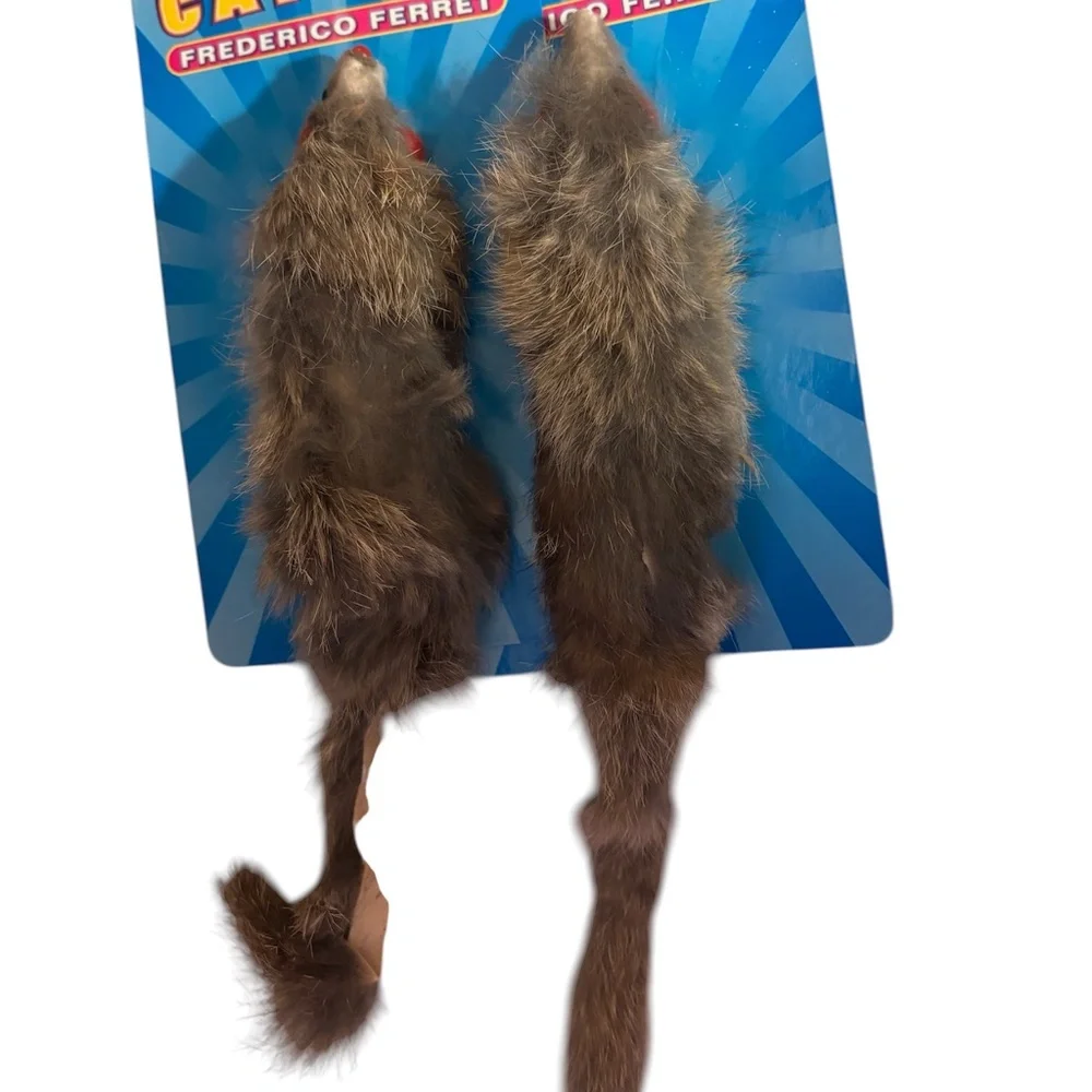 2 Packs Real Fur Original Federico Ferret Jumbo Cat Toy Furry Kicker Chase